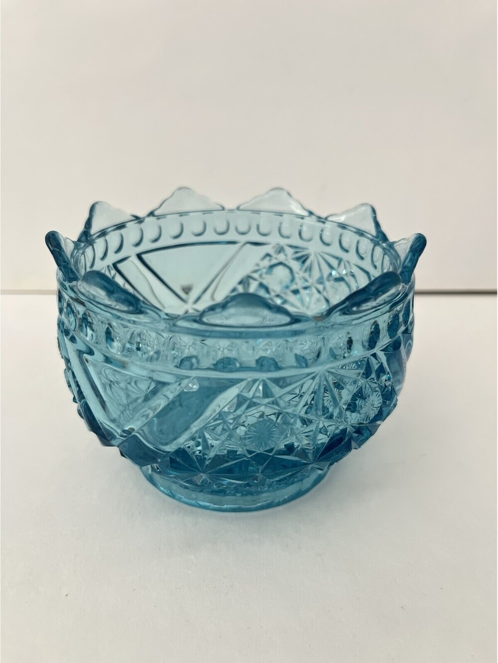 Vintage In The Stars Rare Ice Blue Carnival Glass Bowl Vase Dessert Bowl